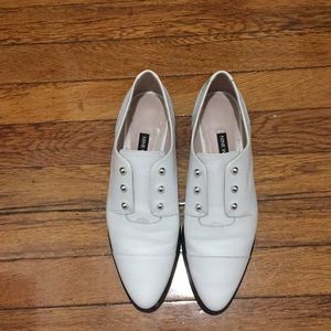 White leather oxfords